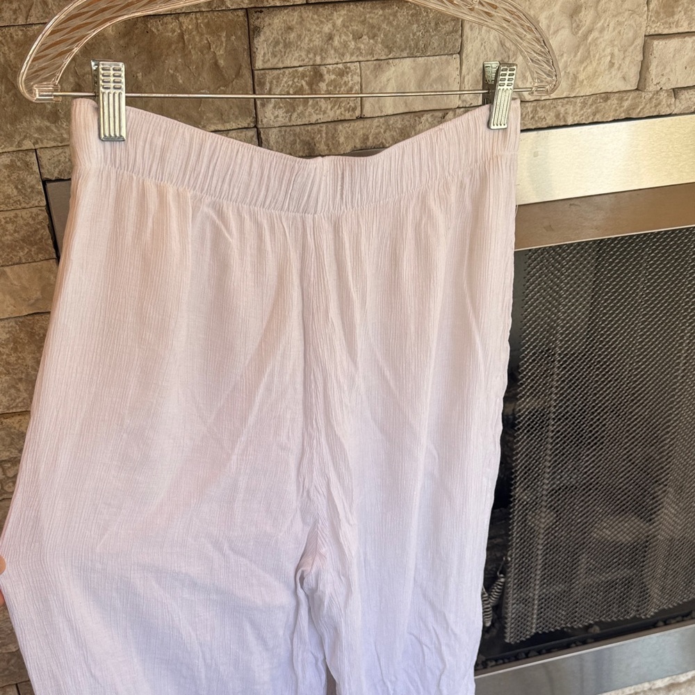 Elastic-Waist Wide Leg Pants - White - Picture 7 of 16
